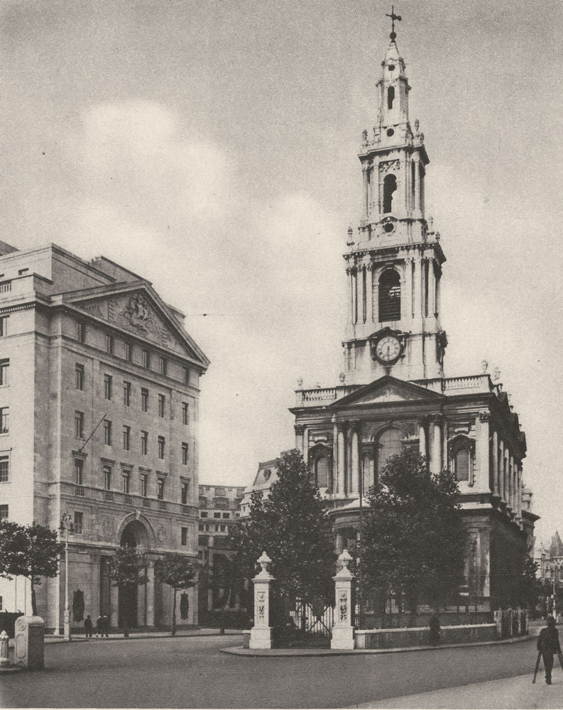 LONDON. St. Mary-le-Strand, distinguished by modern street widening 1926 print